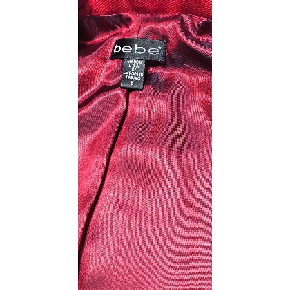 bebe Y2K Pantsuit Womens Red Wool Blend Blazer Wide Leg Pants 2 Piece Vintage - Picture 10 of 16